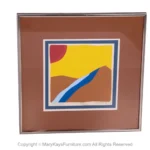 Mid Century Abstract Silkscreen C. Daniel Gelakoska Framed