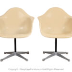 Pair Bucket Fiberglass Swivel Chairs Charles Eames for Herman Miller