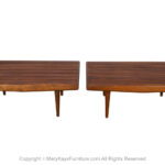 Mid-Century Slatted Wood Benches Side Tables George Nelson Style Pair