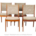 Mid-Century Teak Tall Back Dining Chairs Four