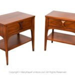 Pair Kent Coffey Perspecta Rosewood Pecan Nightstands Tables 1